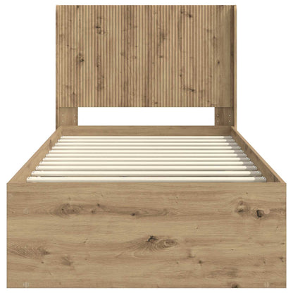 vidaXL Bed Frame with Storage and Headboard Artisan Oak 75 x 190 cm