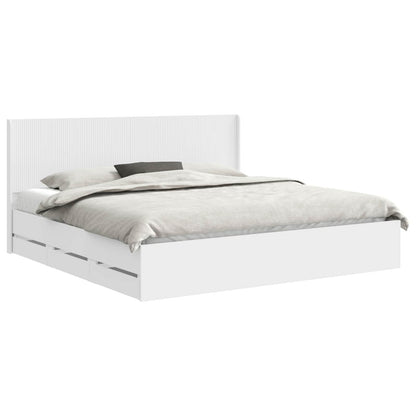 vidaXL Bed Frame with Storage and Headboard White 200 x 200 cm