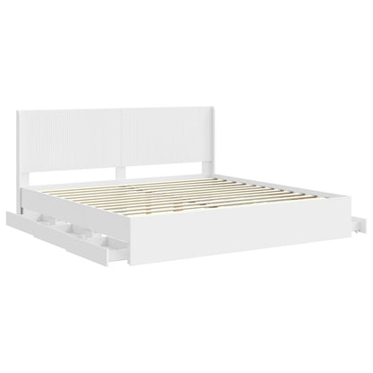vidaXL Bed Frame with Storage and Headboard White 200 x 200 cm