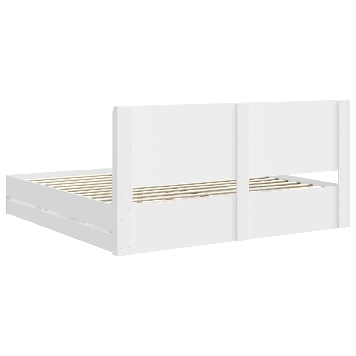 vidaXL Bed Frame with Storage and Headboard White 200 x 200 cm