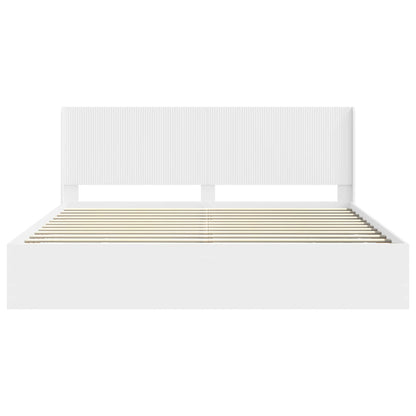 vidaXL Bed Frame with Storage and Headboard White 200 x 200 cm