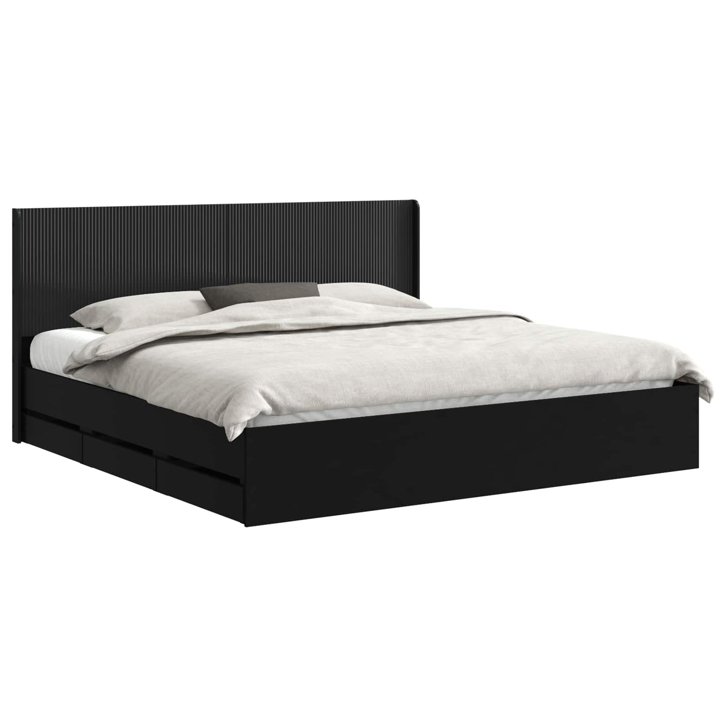 vidaXL Bed Frame with Storage and Headboard Black 200 x 200 cm