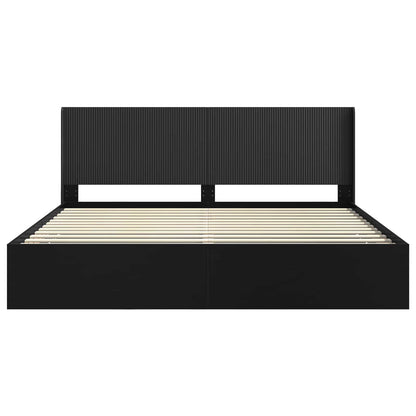 vidaXL Bed Frame with Storage and Headboard Black 200 x 200 cm