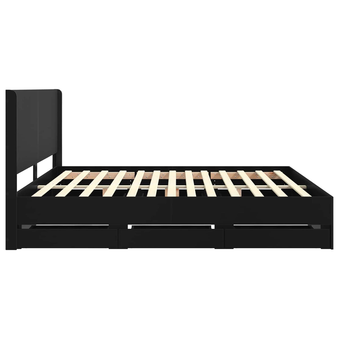 vidaXL Bed Frame with Storage and Headboard Black 200 x 200 cm