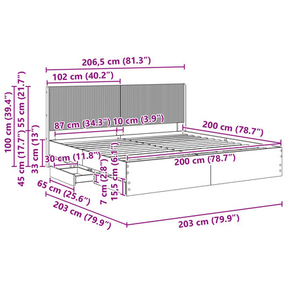 vidaXL Bed Frame with Storage and Headboard Black 200 x 200 cm