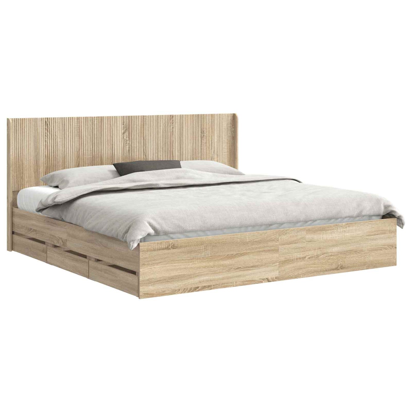 vidaXL Bed Frame with Storage and Headboard Sonoma Oak 200 x 200 cm