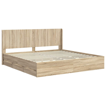 vidaXL Bed Frame with Storage and Headboard Sonoma Oak 200 x 200 cm