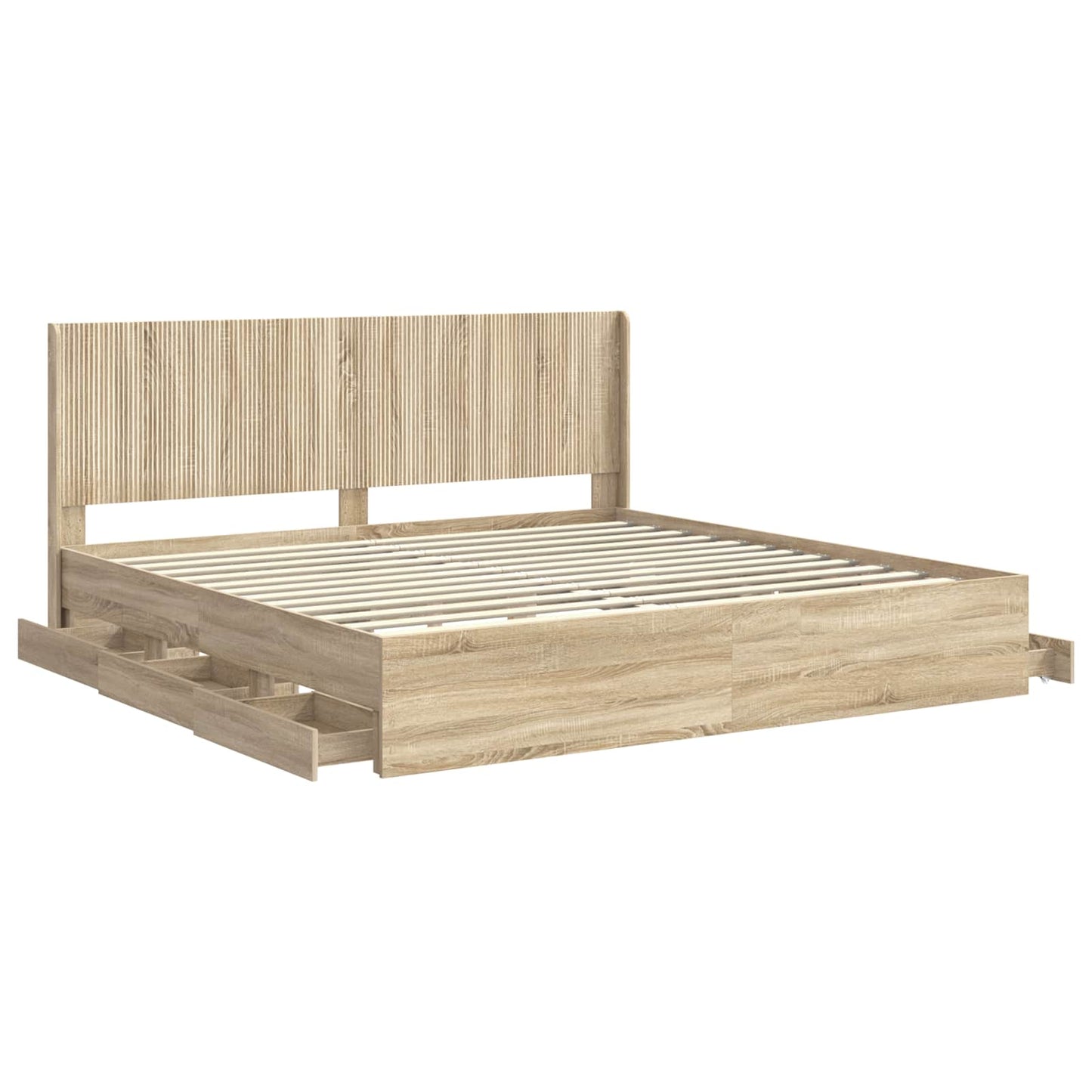 vidaXL Bed Frame with Storage and Headboard Sonoma Oak 200 x 200 cm
