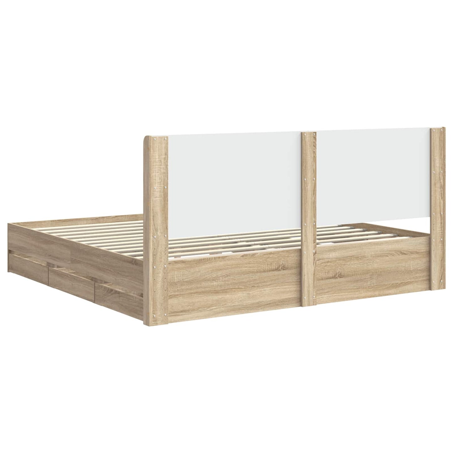 vidaXL Bed Frame with Storage and Headboard Sonoma Oak 200 x 200 cm