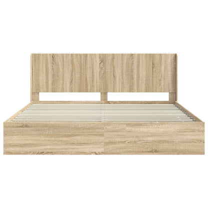 vidaXL Bed Frame with Storage and Headboard Sonoma Oak 200 x 200 cm