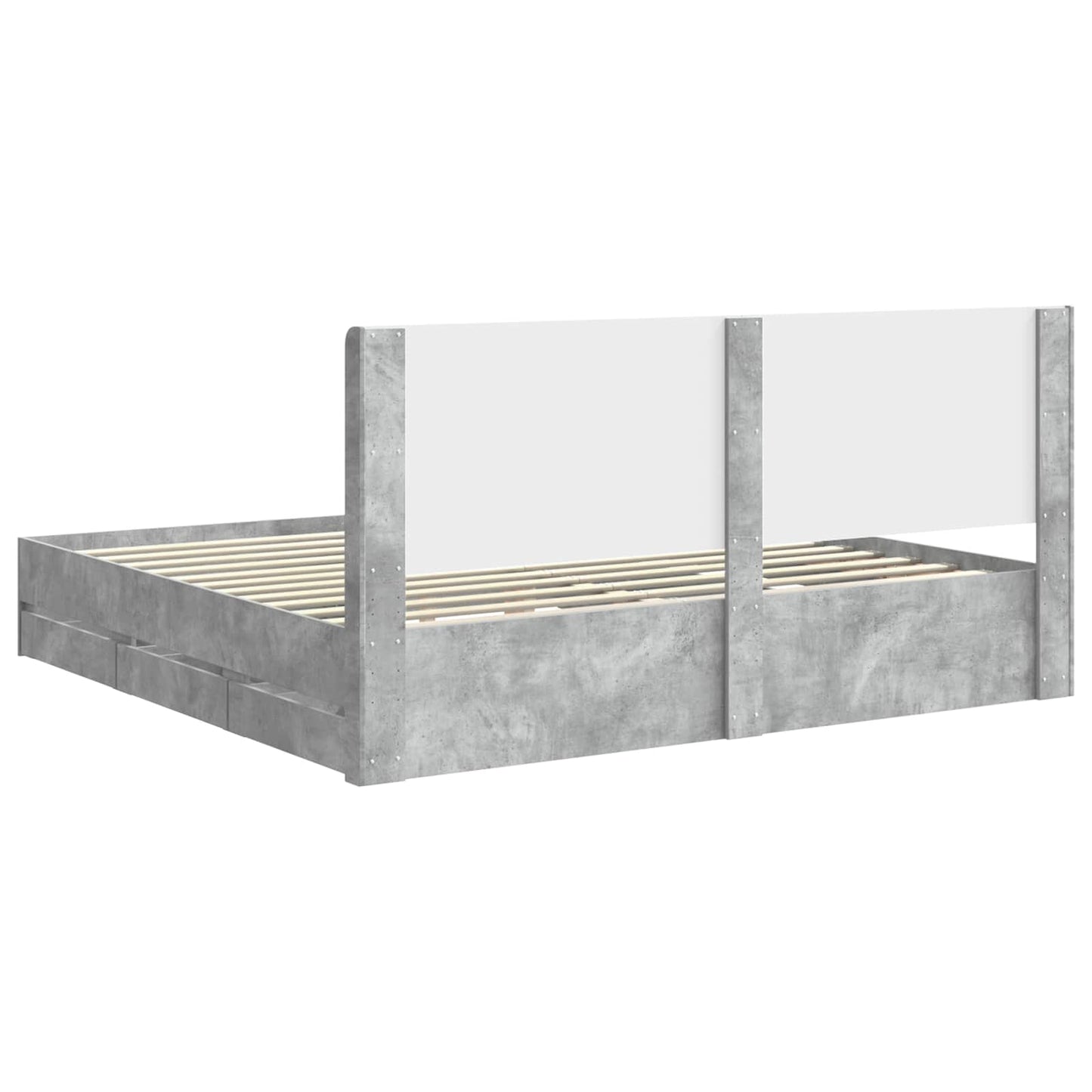 vidaXL Bed Frame with Storage and Headboard Concrete Grey 200 x 200 cm