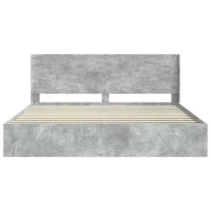 vidaXL Bed Frame with Storage and Headboard Concrete Grey 200 x 200 cm
