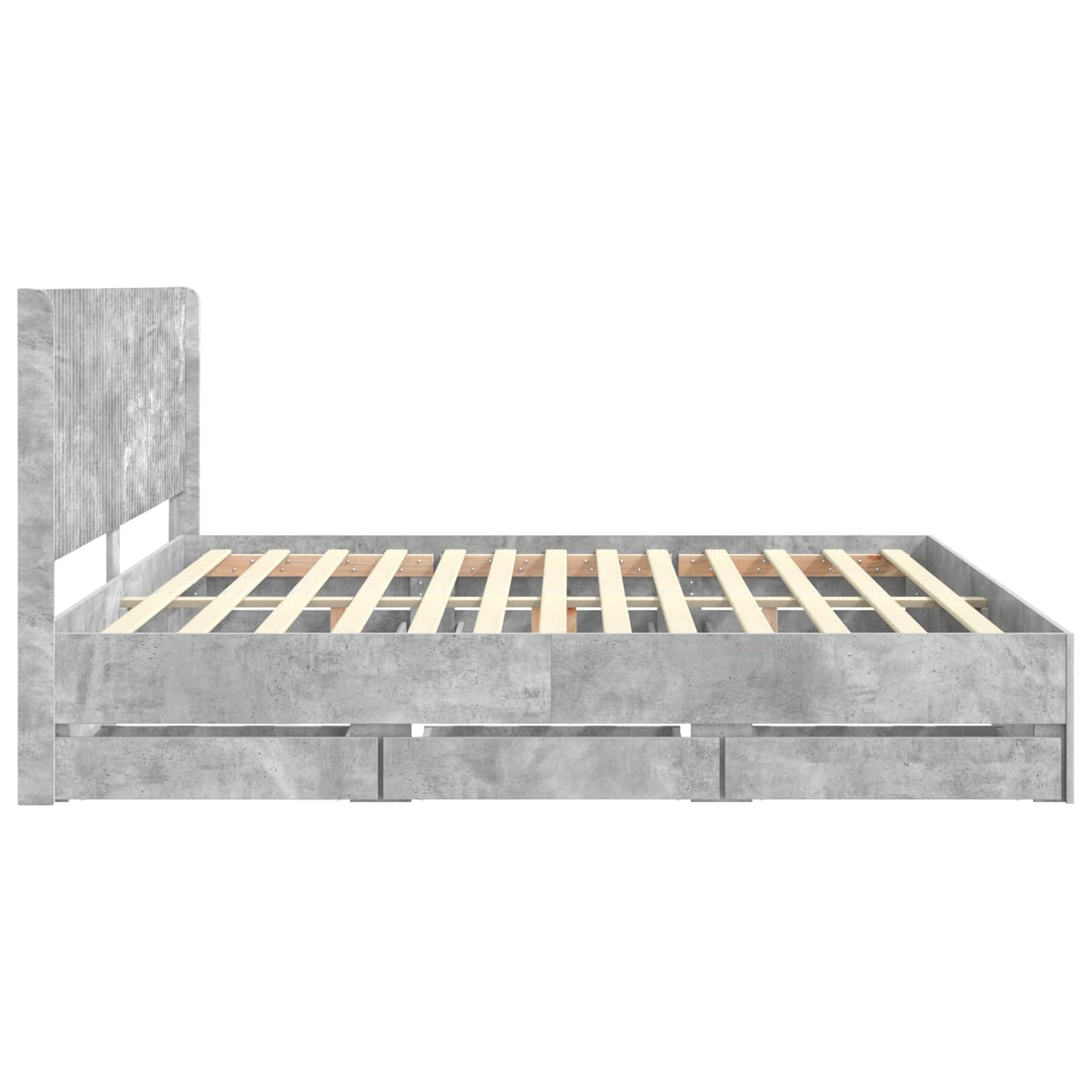 vidaXL Bed Frame with Storage and Headboard Concrete Grey 200 x 200 cm