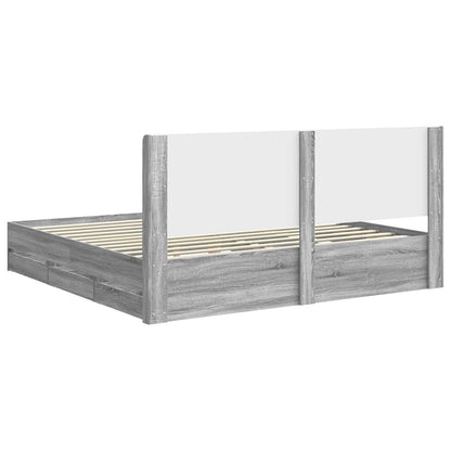 vidaXL Bed Frame with Storage and Headboard Grey Sonoma 200 x 200 cm