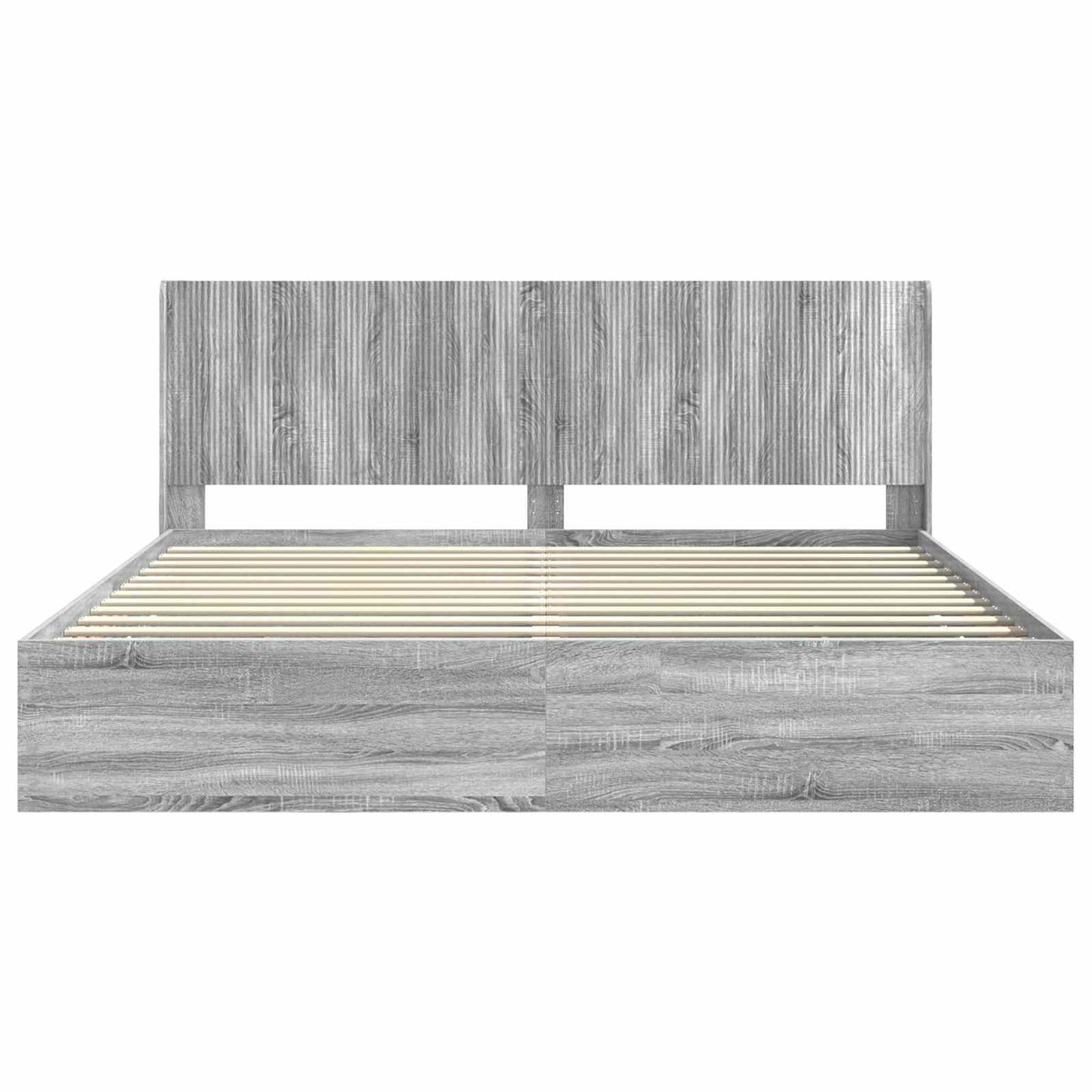 vidaXL Bed Frame with Storage and Headboard Grey Sonoma 200 x 200 cm