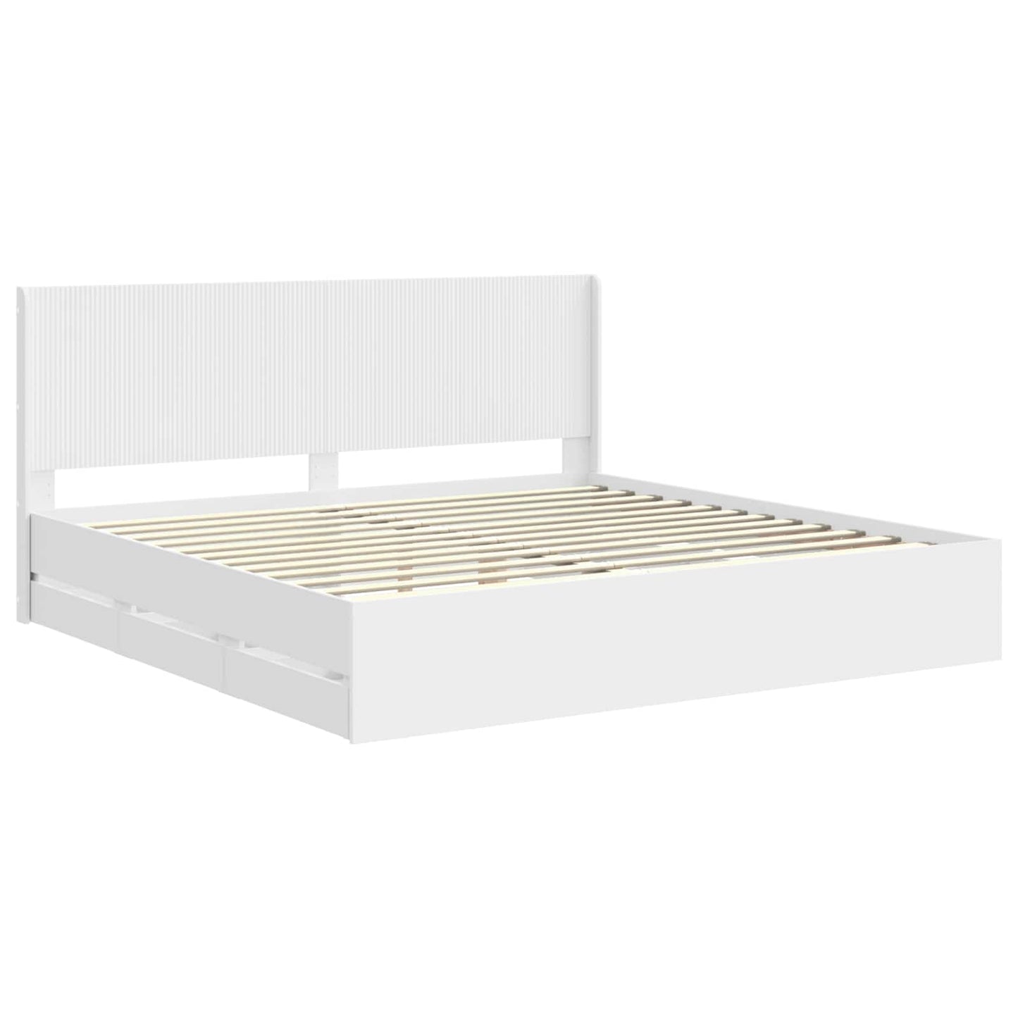 vidaXL Bed Frame with Storage and Headboard White 180 x 200 cm