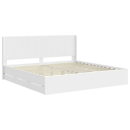 vidaXL Bed Frame with Storage and Headboard White 180 x 200 cm