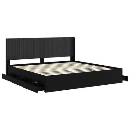 vidaXL Bed Frame with Storage and Headboard Black 180 x 200 cm