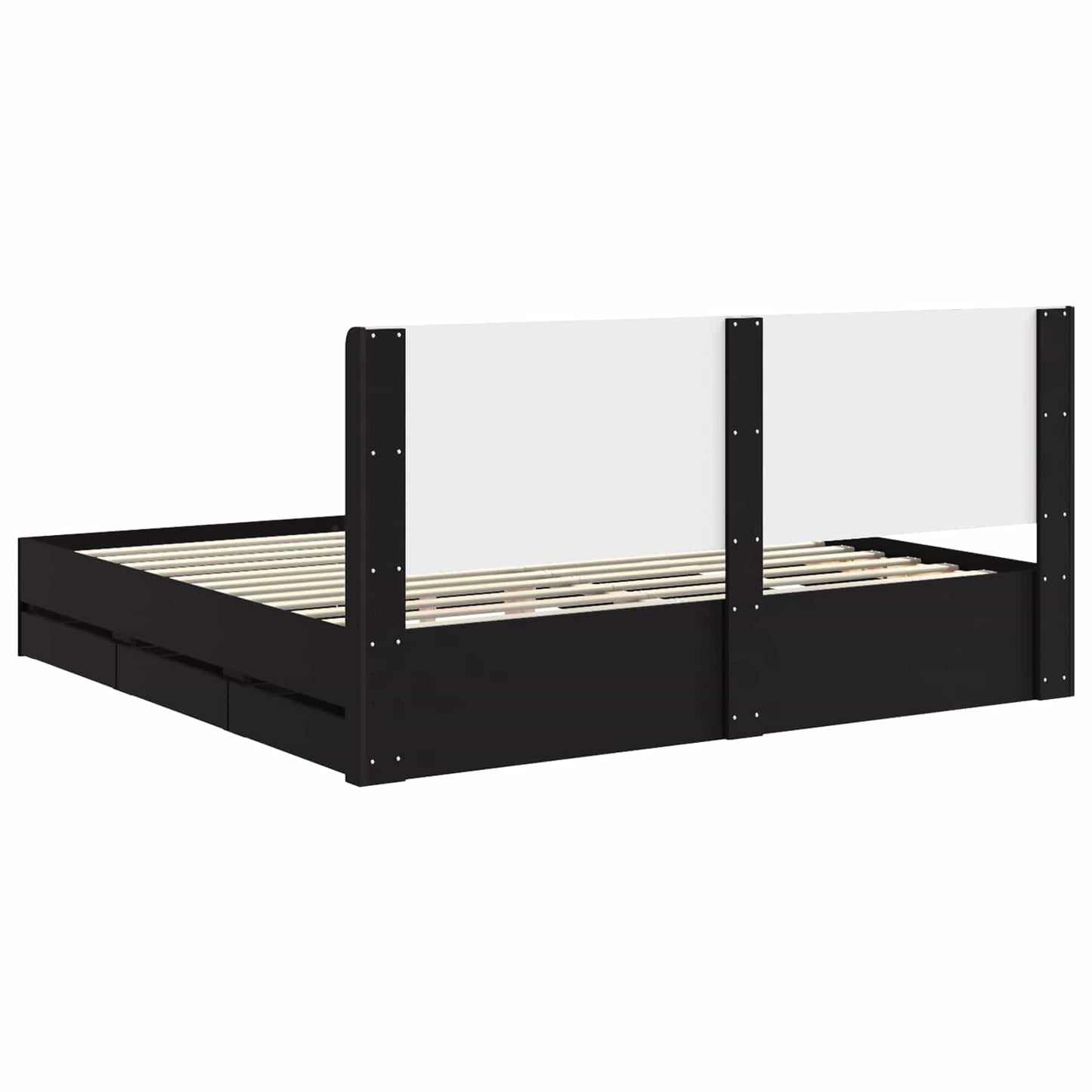 vidaXL Bed Frame with Storage and Headboard Black 180 x 200 cm