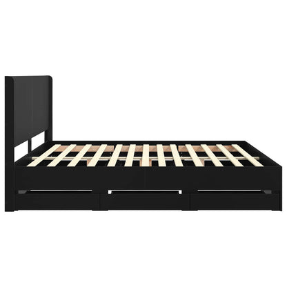 vidaXL Bed Frame with Storage and Headboard Black 180 x 200 cm