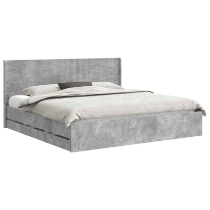 vidaXL Bed Frame with Storage and Headboard Concrete Grey 180 x 200 cm