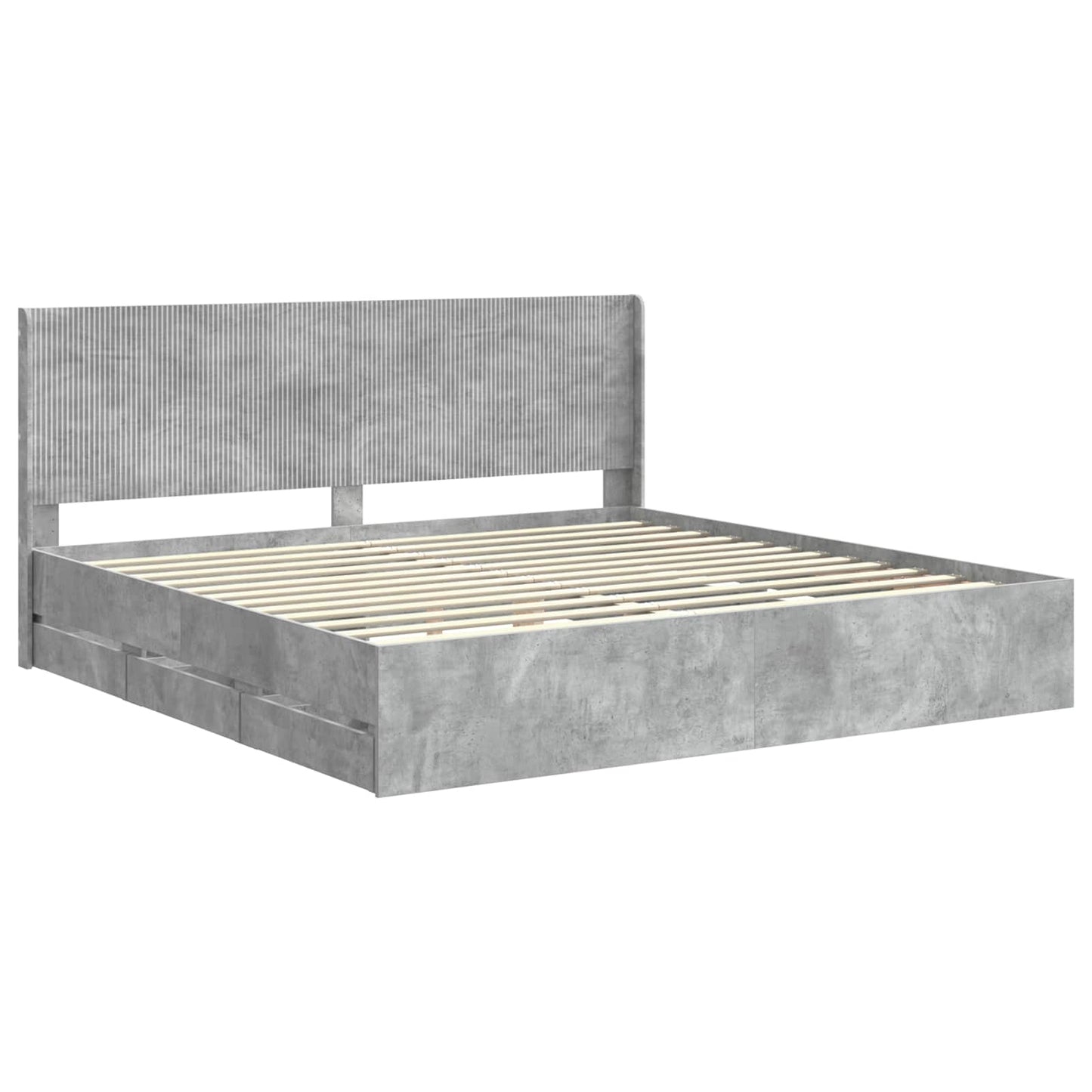 vidaXL Bed Frame with Storage and Headboard Concrete Grey 180 x 200 cm