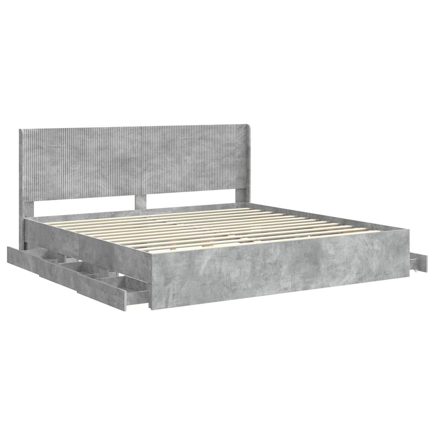 vidaXL Bed Frame with Storage and Headboard Concrete Grey 180 x 200 cm