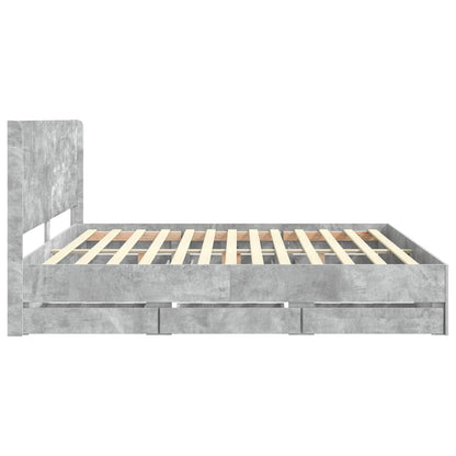 vidaXL Bed Frame with Storage and Headboard Concrete Grey 180 x 200 cm