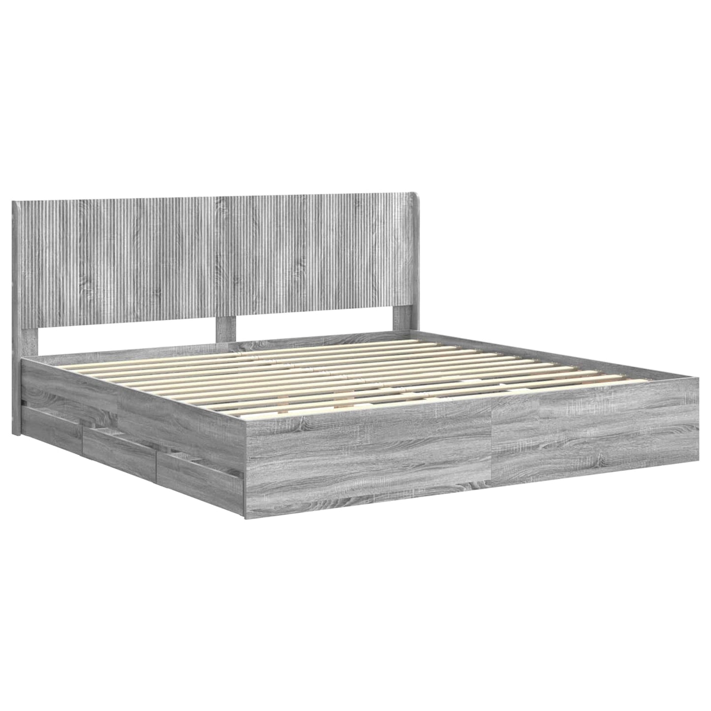 vidaXL Bed Frame with Storage and Headboard Grey Sonoma 180 x 200 cm