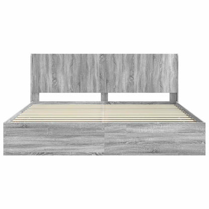 vidaXL Bed Frame with Storage and Headboard Grey Sonoma 180 x 200 cm