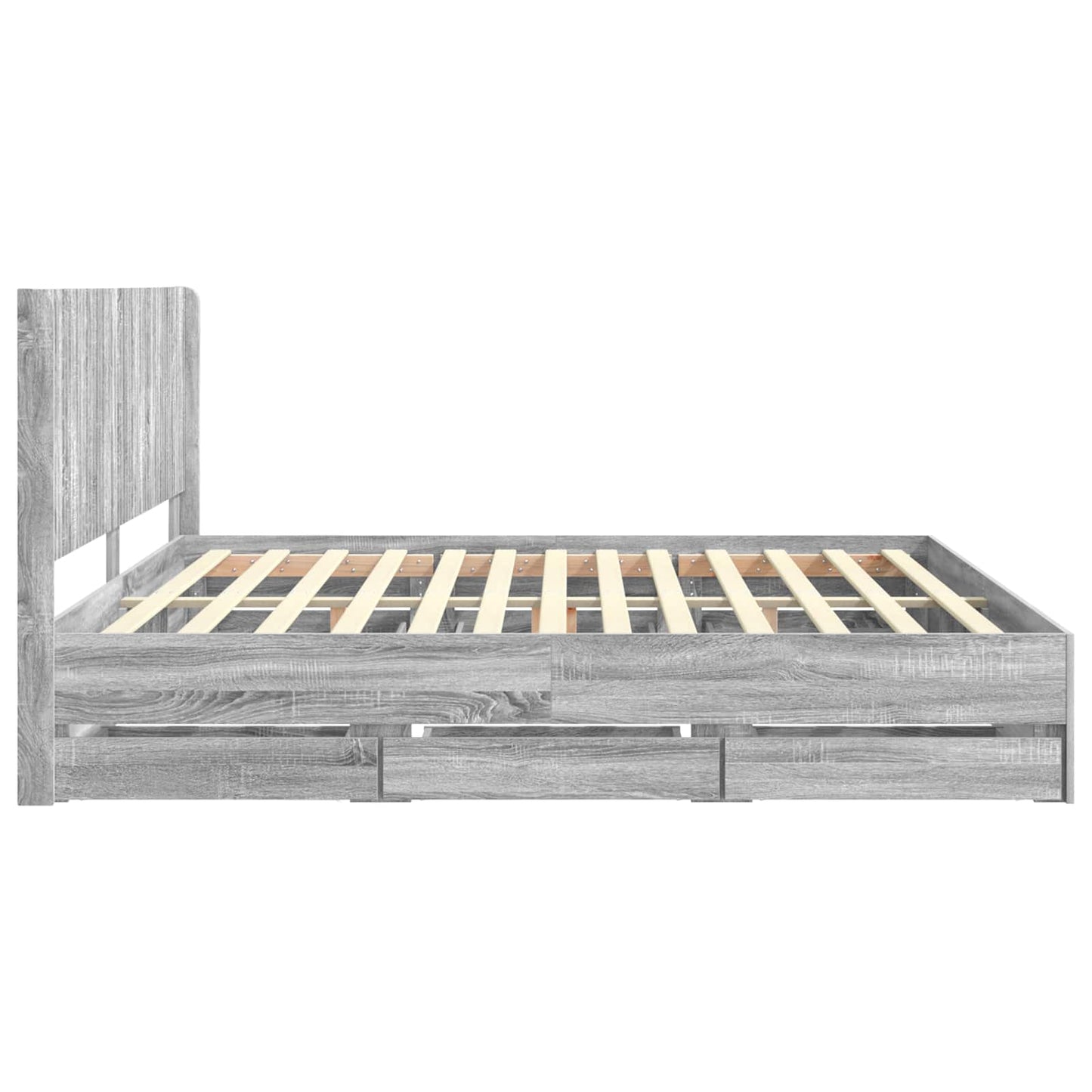 vidaXL Bed Frame with Storage and Headboard Grey Sonoma 180 x 200 cm