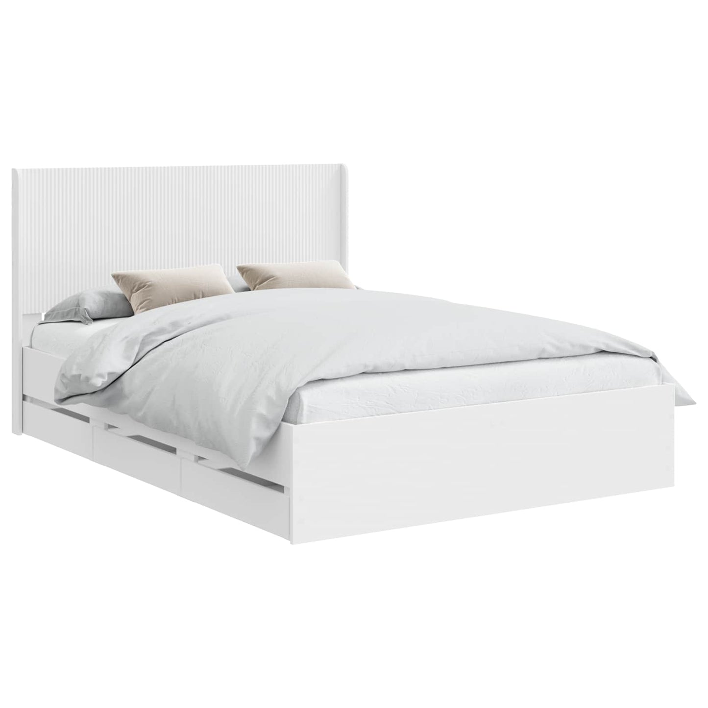 vidaXL Bed Frame with Storage and Headboard White 160 x 200 cm