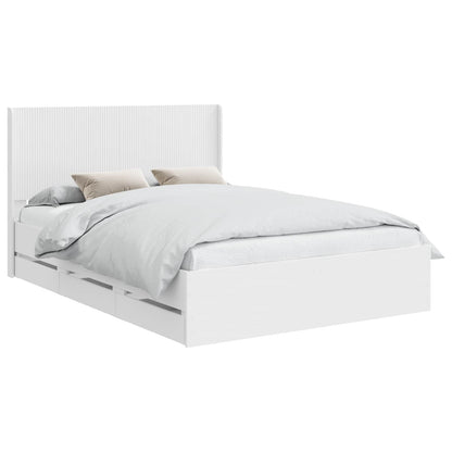 vidaXL Bed Frame with Storage and Headboard White 160 x 200 cm