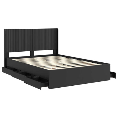 vidaXL Bed Frame with Storage and Headboard Black 160 x 200 cm
