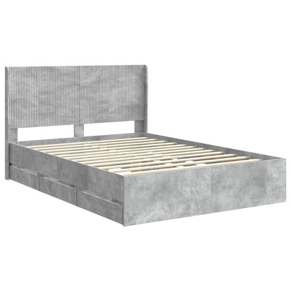 vidaXL Bed Frame with Storage and Headboard Concrete Grey 160 x 200 cm