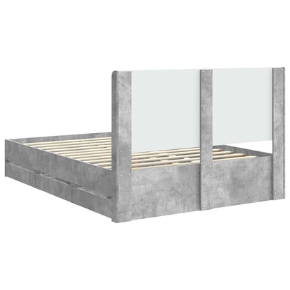 vidaXL Bed Frame with Storage and Headboard Concrete Grey 160 x 200 cm