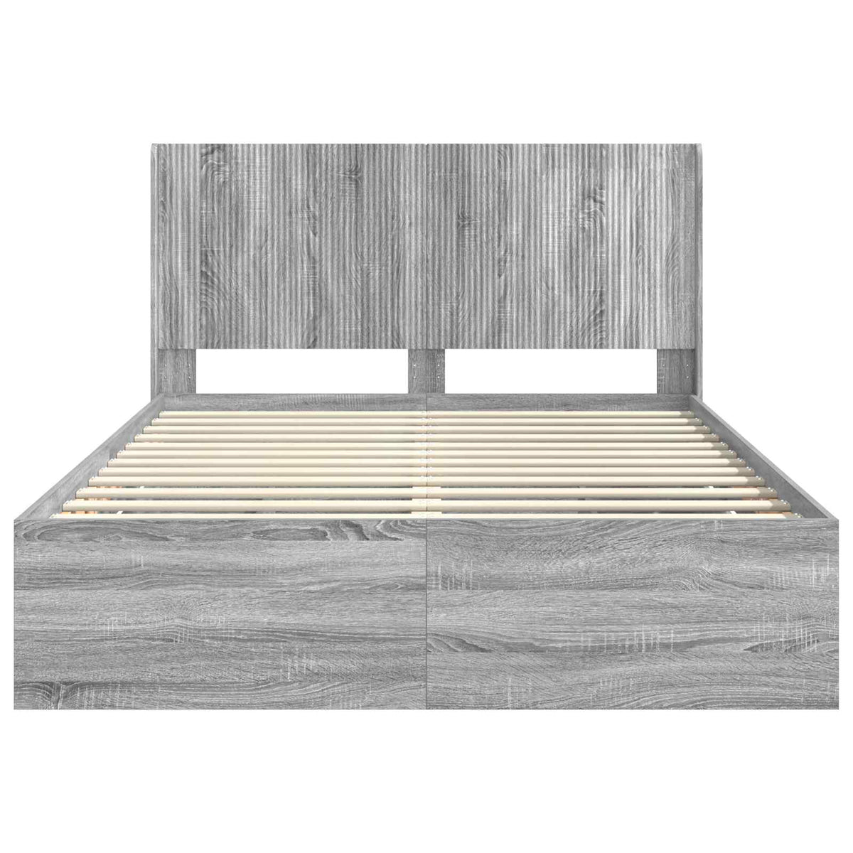vidaXL Bed Frame with Storage and Headboard Grey Sonoma 160 x 200 cm