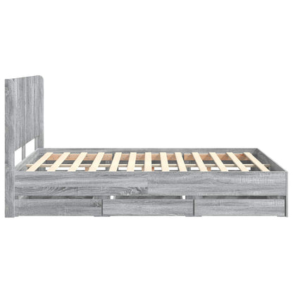 vidaXL Bed Frame with Storage and Headboard Grey Sonoma 160 x 200 cm