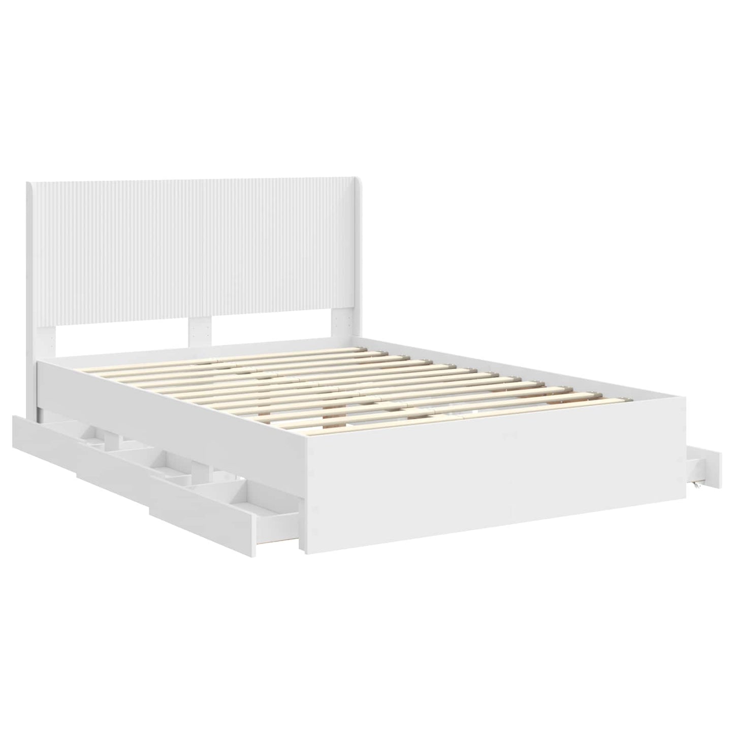 vidaXL Bed Frame with Storage and Headboard White 150 x 200 cm