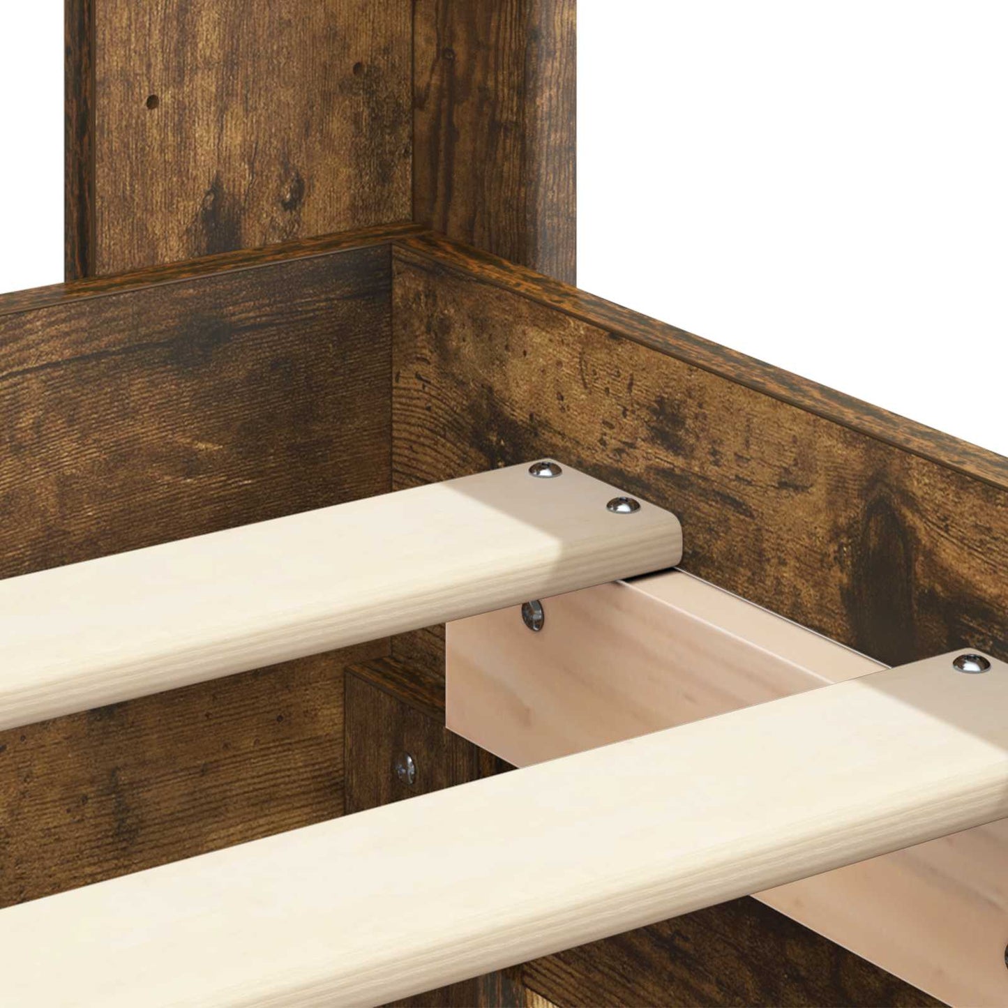 vidaXL Bed Frame with Storage and Headboard Smoked Oak 150 x 200 cm