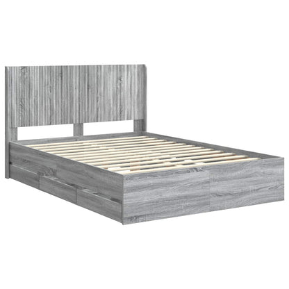 vidaXL Bed Frame with Storage and Headboard Grey Sonoma 150 x 200 cm