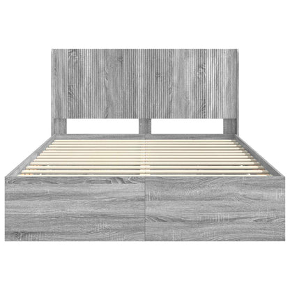 vidaXL Bed Frame with Storage and Headboard Grey Sonoma 150 x 200 cm