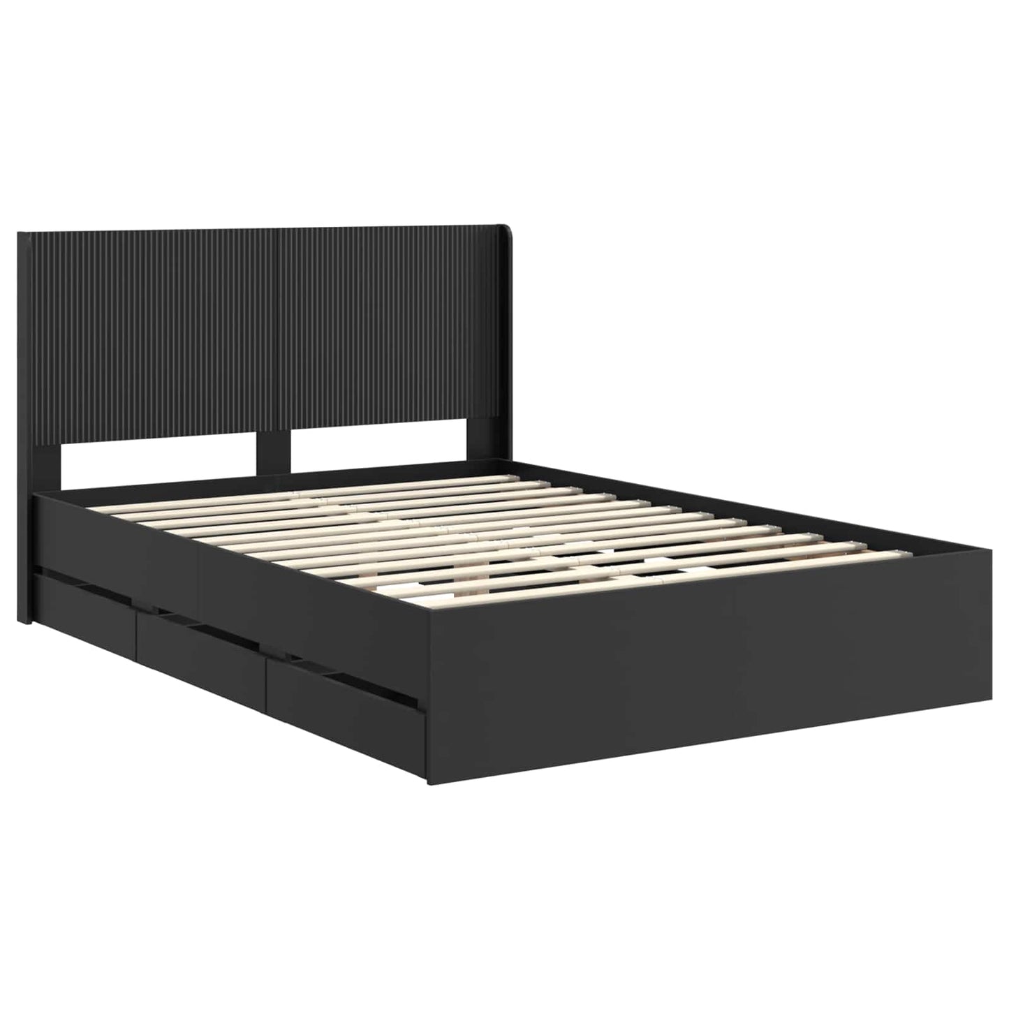 vidaXL Bed Frame with Storage and Headboard Black 140 x 200 cm