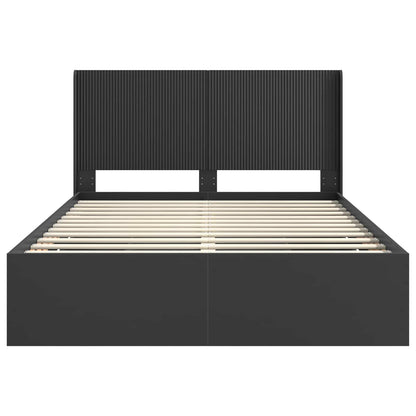 vidaXL Bed Frame with Storage and Headboard Black 140 x 200 cm