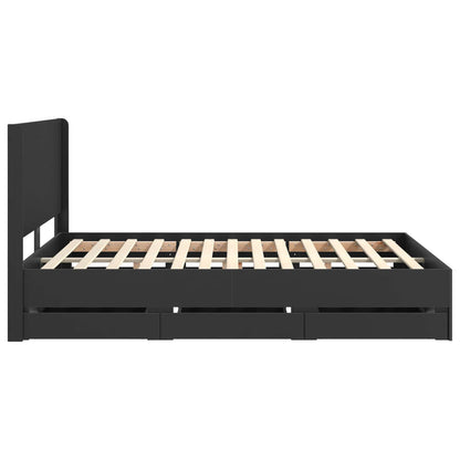 vidaXL Bed Frame with Storage and Headboard Black 140 x 200 cm