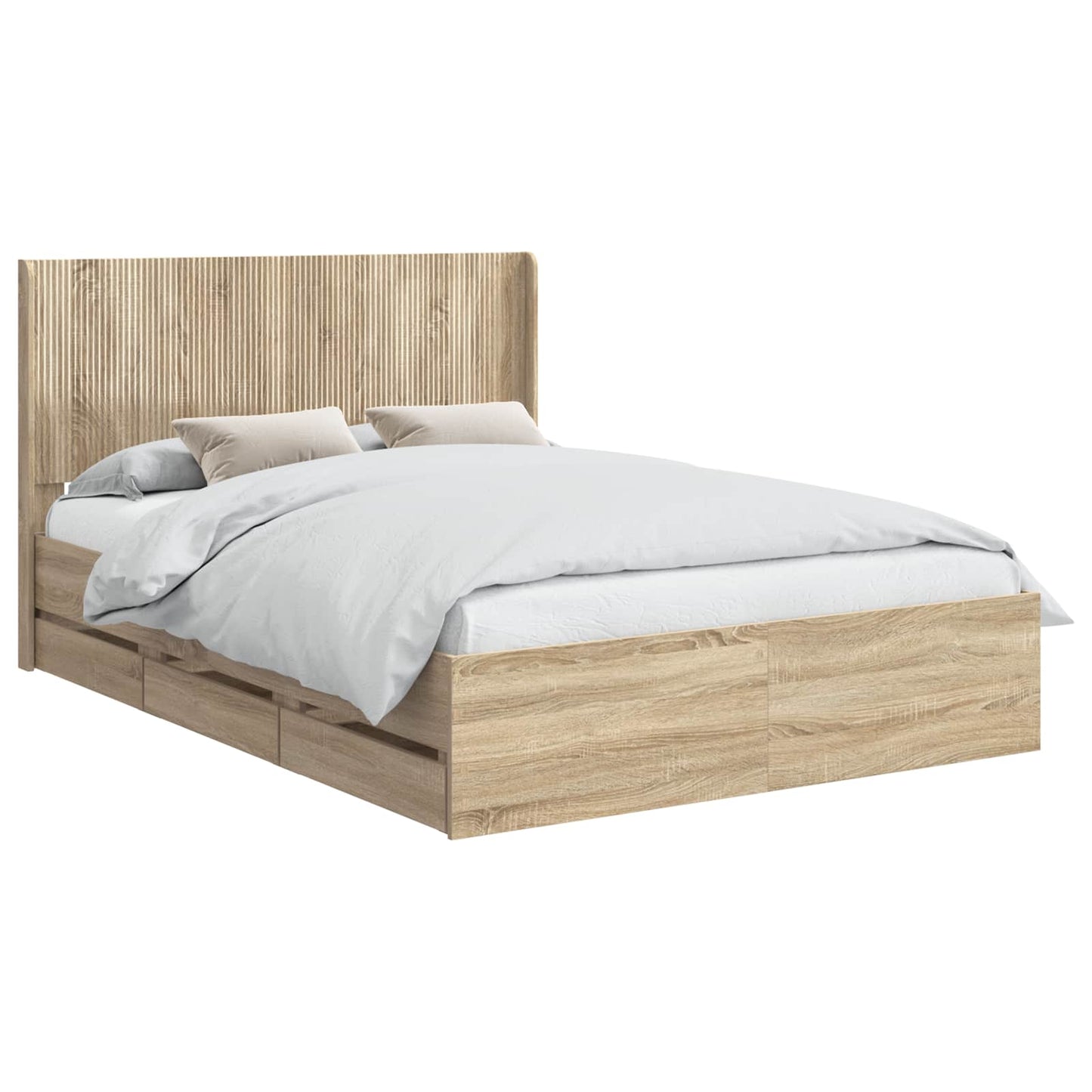 vidaXL Bed Frame with Storage and Headboard Sonoma Oak 140 x 200 cm
