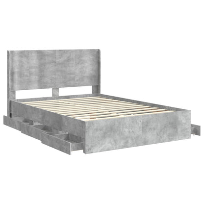 vidaXL Bed Frame with Storage and Headboard Concrete Grey 140 x 200 cm