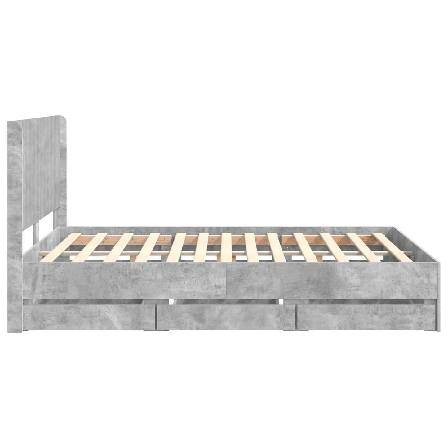 vidaXL Bed Frame with Storage and Headboard Concrete Grey 140 x 200 cm