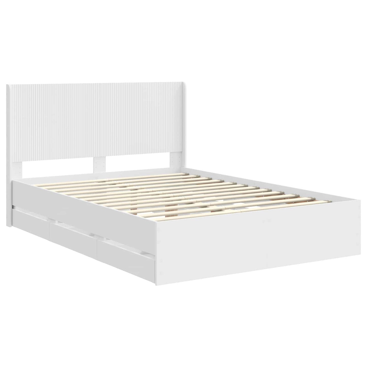 vidaXL Bed Frame with Storage and Headboard White 140 x 190 cm
