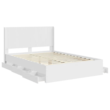 vidaXL Bed Frame with Storage and Headboard White 140 x 190 cm